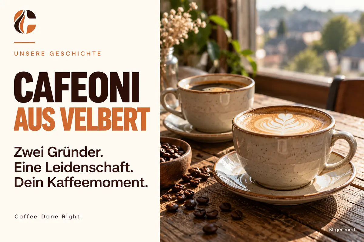 CAFEONI aus Velbert – zwei Gründer, eine Leidenschaft, dein Kaffeemoment; KI-generiertes Symbolbild