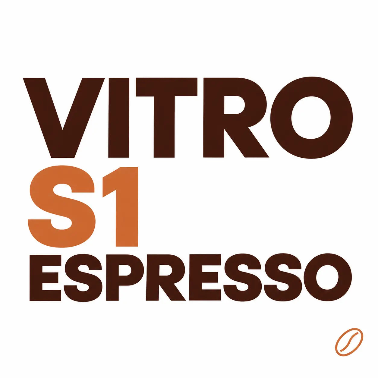 Minimalistisches Cafeoni-Blogbild mit der Überschrift „VITRO S1 ESPRESSO“ in Dunkelbraun und Kupferorange auf hellem Hintergrund.