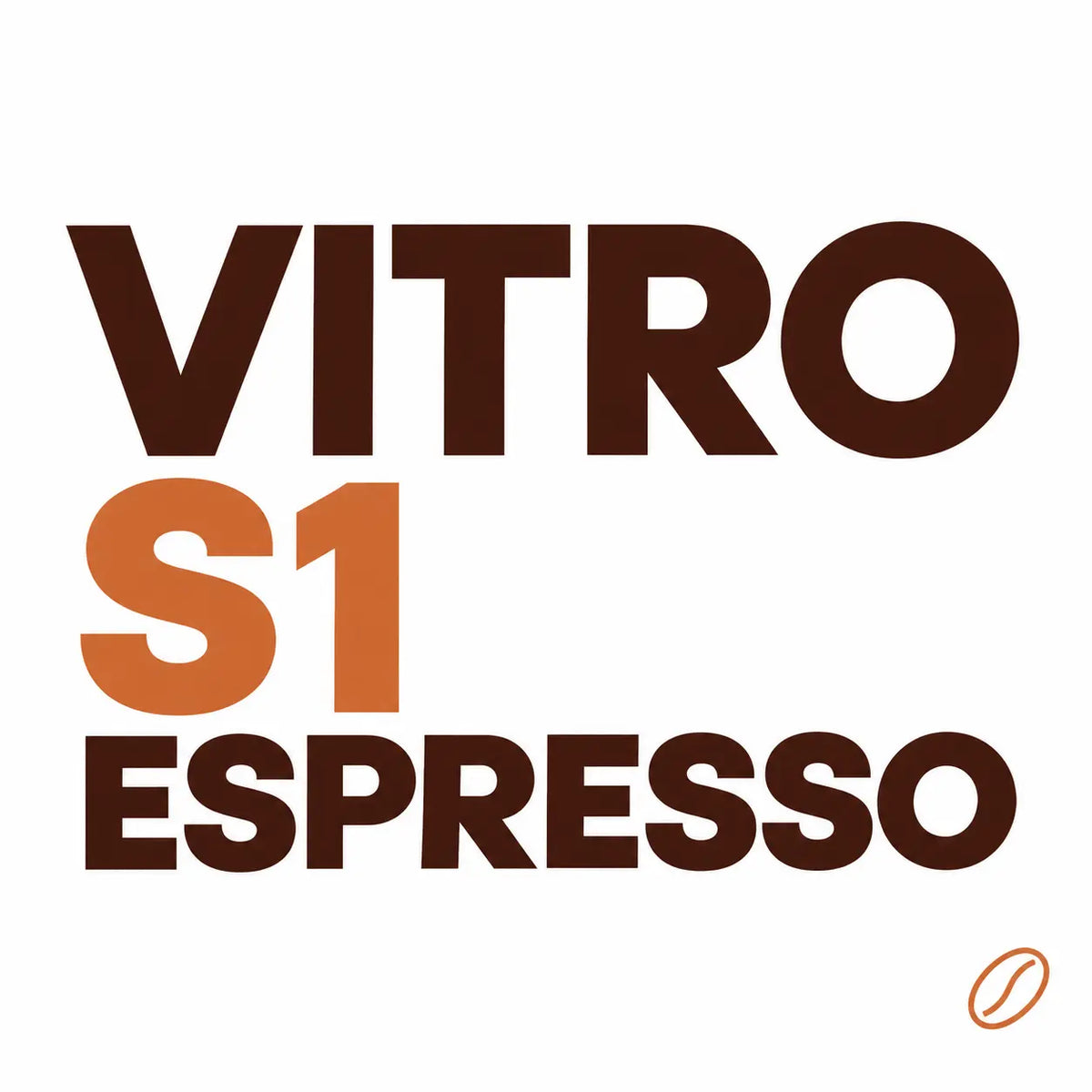 Minimalistisches Cafeoni-Blogbild mit der Überschrift „VITRO S1 ESPRESSO“ in Dunkelbraun und Kupferorange auf hellem Hintergrund.
