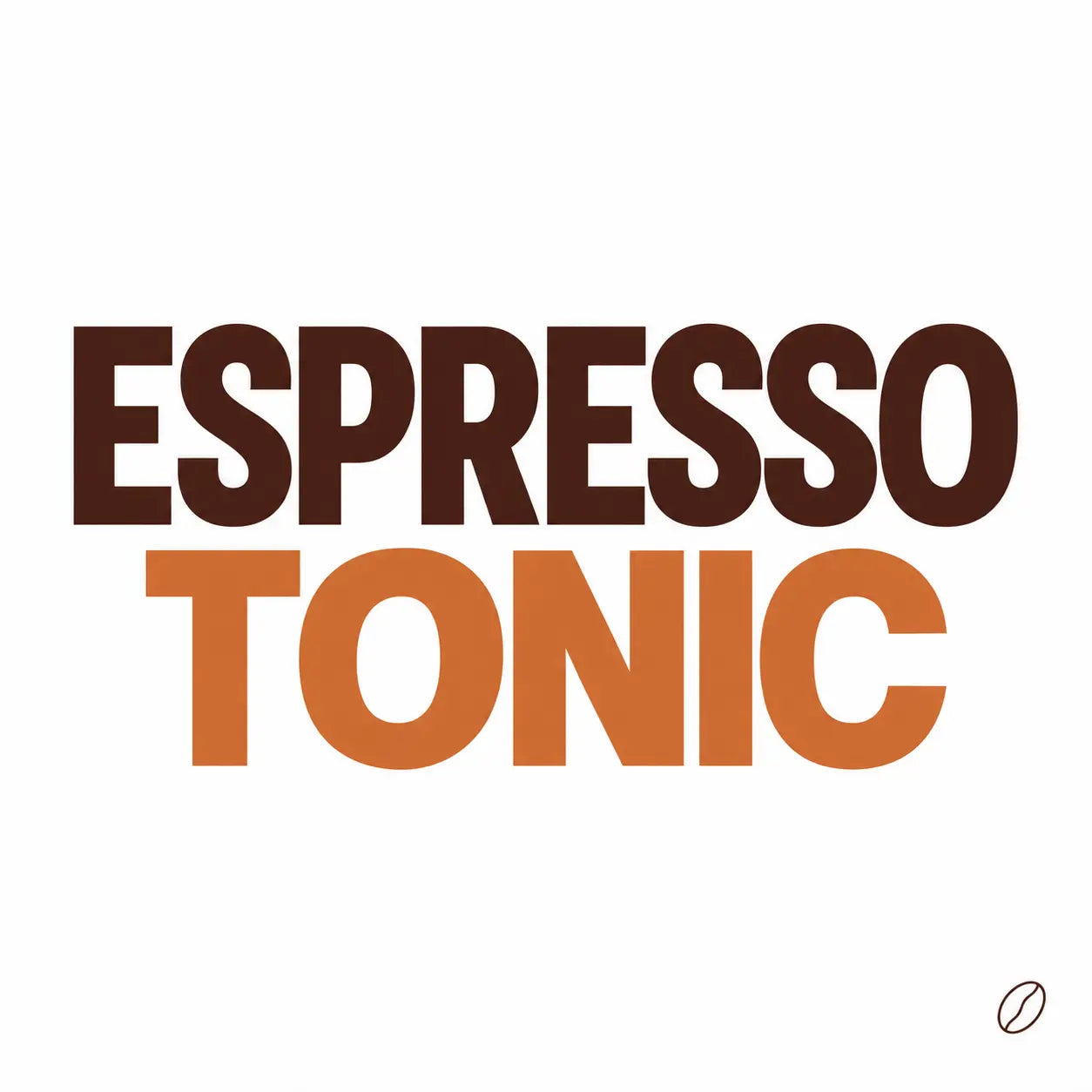 Minimalistisches Cafeoni-Blogbild mit der Überschrift „ESPRESSO TONIC“ in Dunkelbraun und Kupferorange auf hellem Hintergrund.