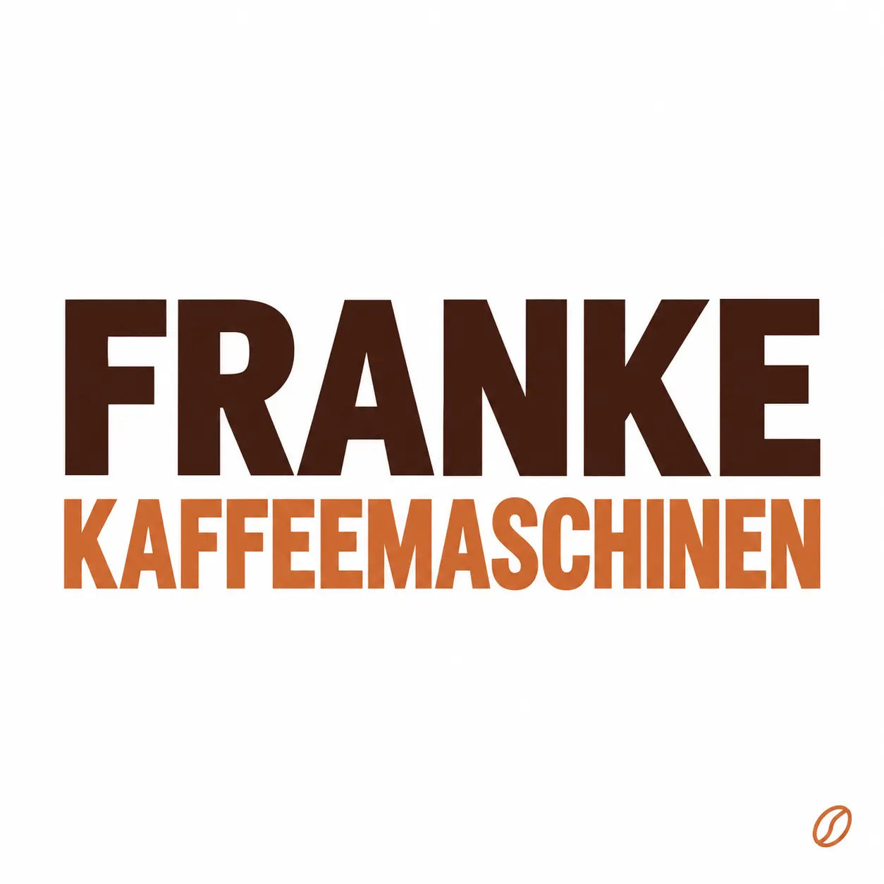 Minimalistisches Cafeoni-Blogbild mit der Überschrift „FRANKE KAFFEEMASCHINEN“ und einer kleinen Kaffeebohne.