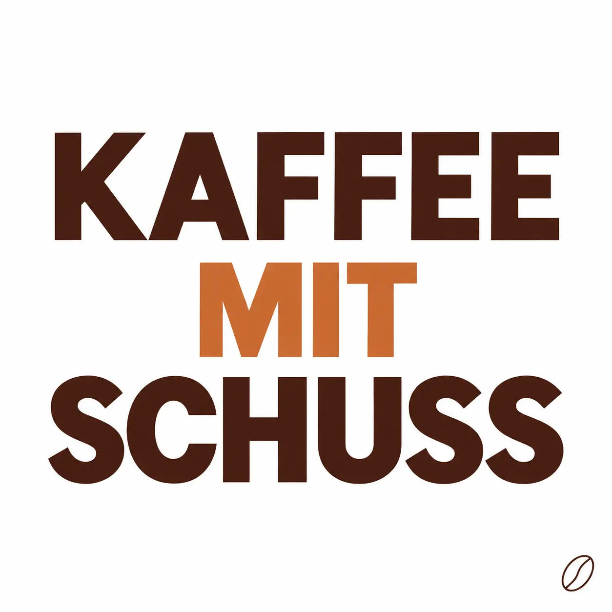 Minimalistisches Cafeoni-Blogbild mit der Überschrift „KAFFEE MIT SCHUSS“ in Dunkelbraun und Kupferorange auf hellem Hintergrund.