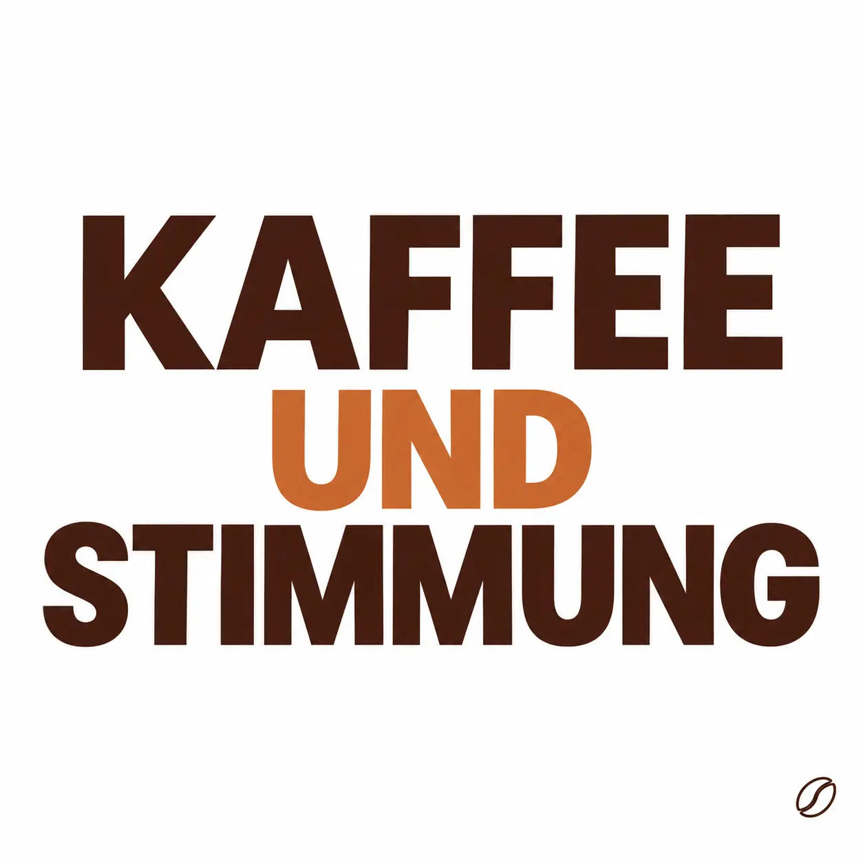 Minimalistisches Cafeoni-Blogbild mit der Überschrift „KAFFEE UND STIMMUNG“ in Dunkelbraun und Kupferorange auf hellem Hintergrund.