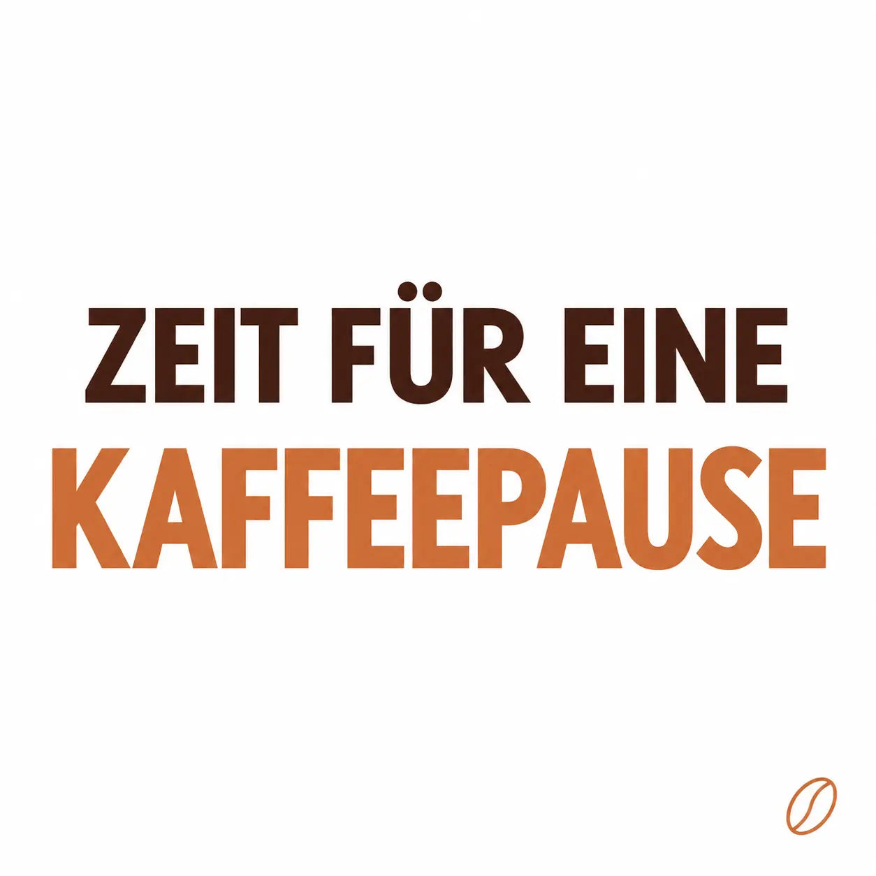 Minimalistisches Cafeoni-Blogbild mit der Überschrift „ZEIT FÜR EINE KAFFEEPAUSE“ in Dunkelbraun und Kupferorange auf hellem Hintergrund.