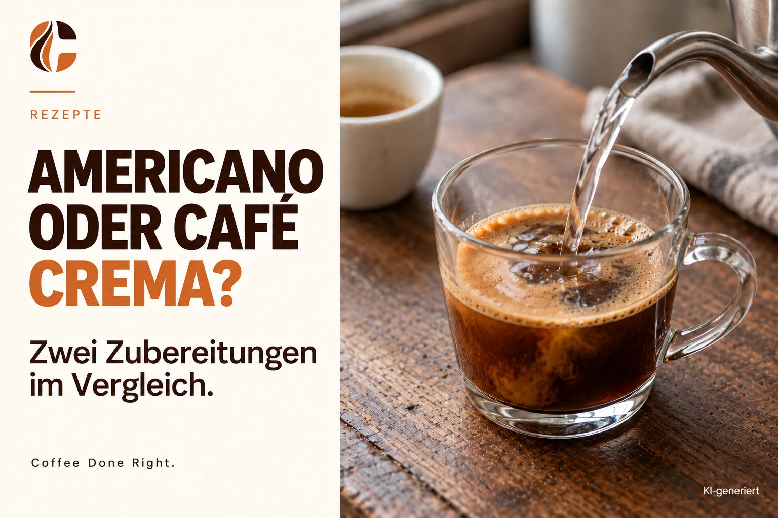 Americano oder Café Crema? Unterschied & Rezept – Heißes Wasser wird für einen Americano zu Espresso gegossen