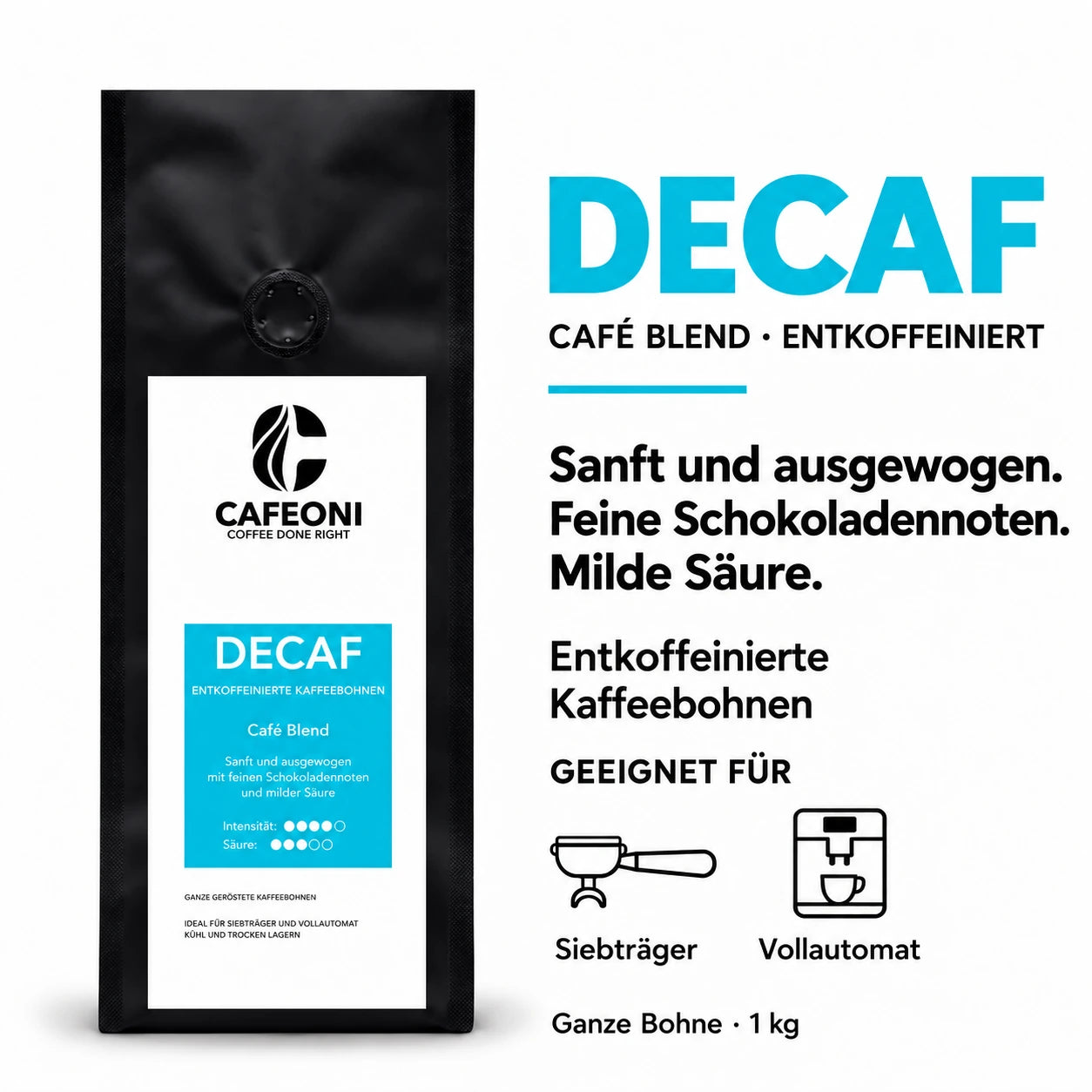 CAFEONI DECAF Kaffeebohnen – Geschmacksprofil und Zubereitung
