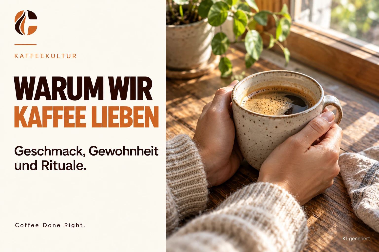 Warum lieben wir Kaffee? Geschmack & Rituale – Hände wärmen sich an einer dampfenden Kaffeetasse