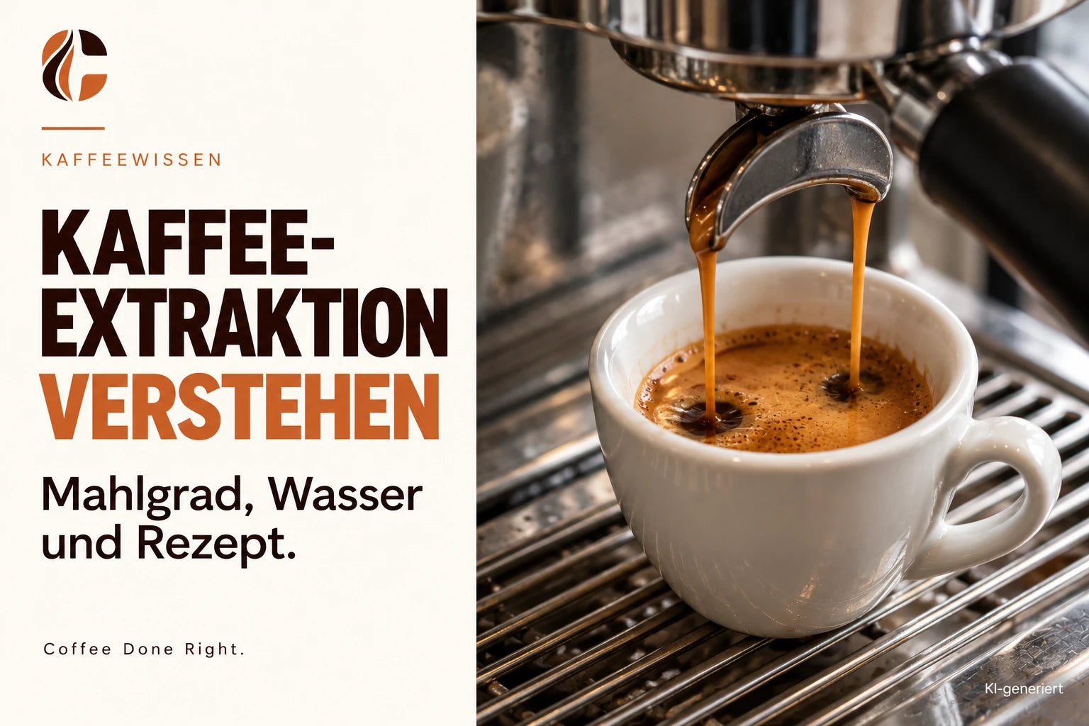 Kaffeeextraktion: Mahlgrad, Wasser und Rezept – Zwei Espressoströme fließen aus einem Siebträger in eine Tasse