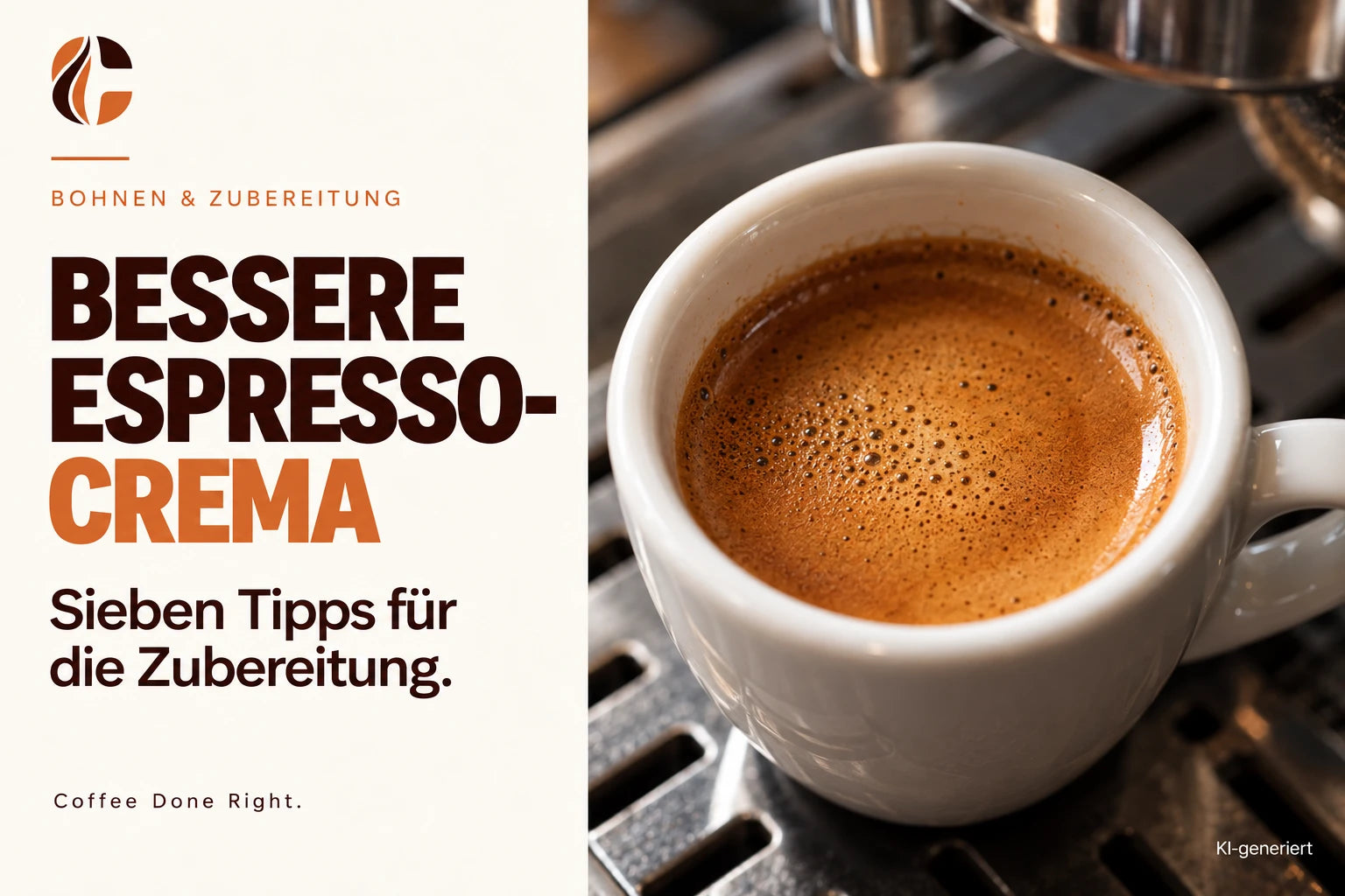 Espresso-Crema verbessern: 7 Tipps – Nahaufnahme einer Espressotasse mit goldbrauner Crema