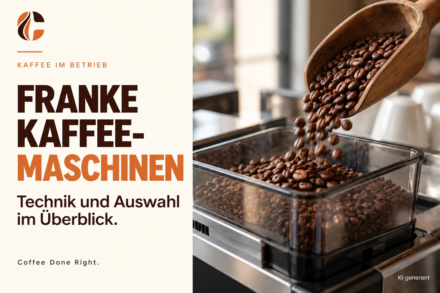 Franke Kaffeemaschinen: Technik & Auswahl – Geröstete Kaffeebohnen werden in den Vorratsbehälter einer Maschine geschüttet