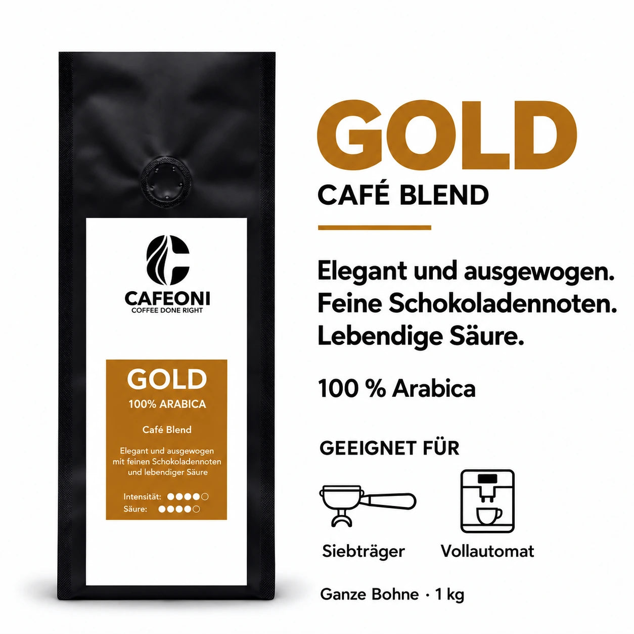 CAFEONI GOLD Kaffeebohnen – Geschmacksprofil und Zubereitung