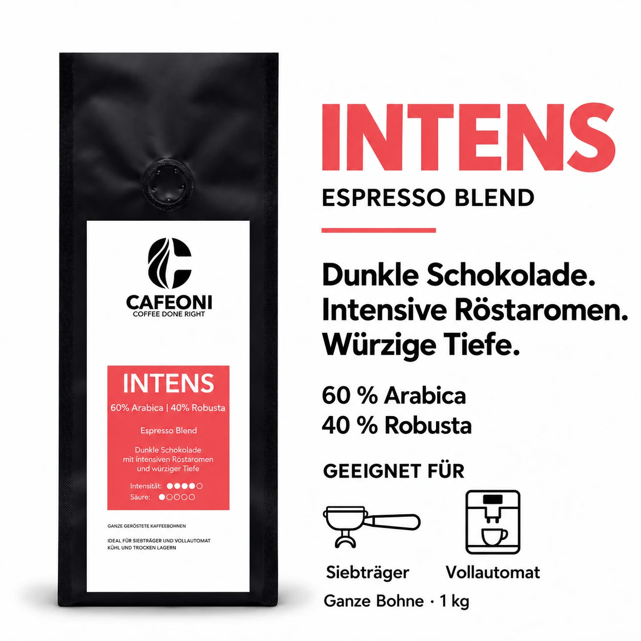 CAFEONI INTENS Kaffeebohnen – Geschmacksprofil und Zubereitung