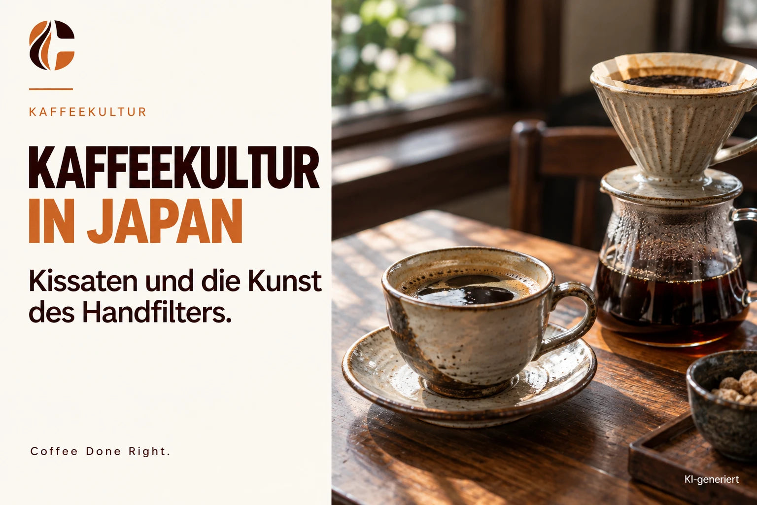 Japanische Kaffeekultur: Kissaten & Handfilter – Handfilter und Filterkaffee neben einer Glaskanne