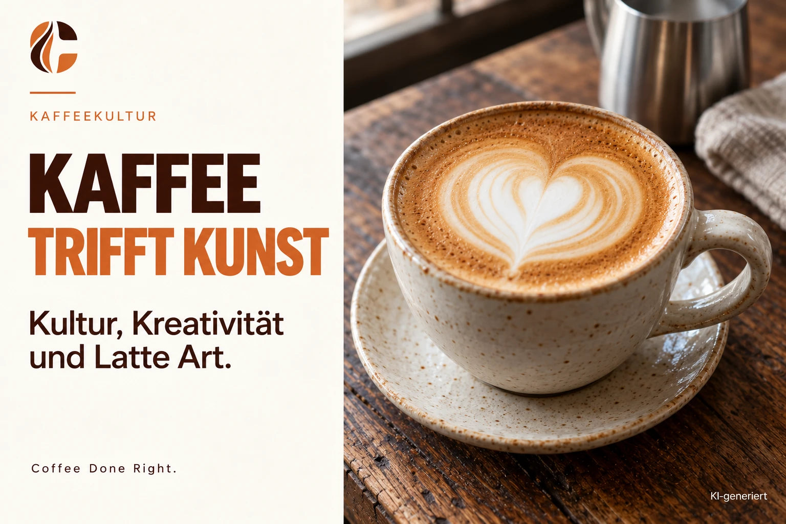 Kaffee und Kunst: Kultur, Kreativität & Latte Art – Herzförmige Latte Art auf einem Cappuccino