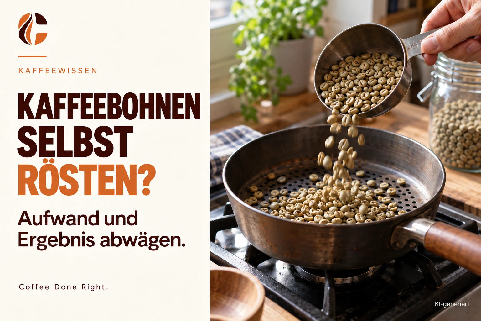 Kaffeebohnen selbst rösten: Lohnt es sich? – Grüne Kaffeebohnen werden zum Rösten abgewogen