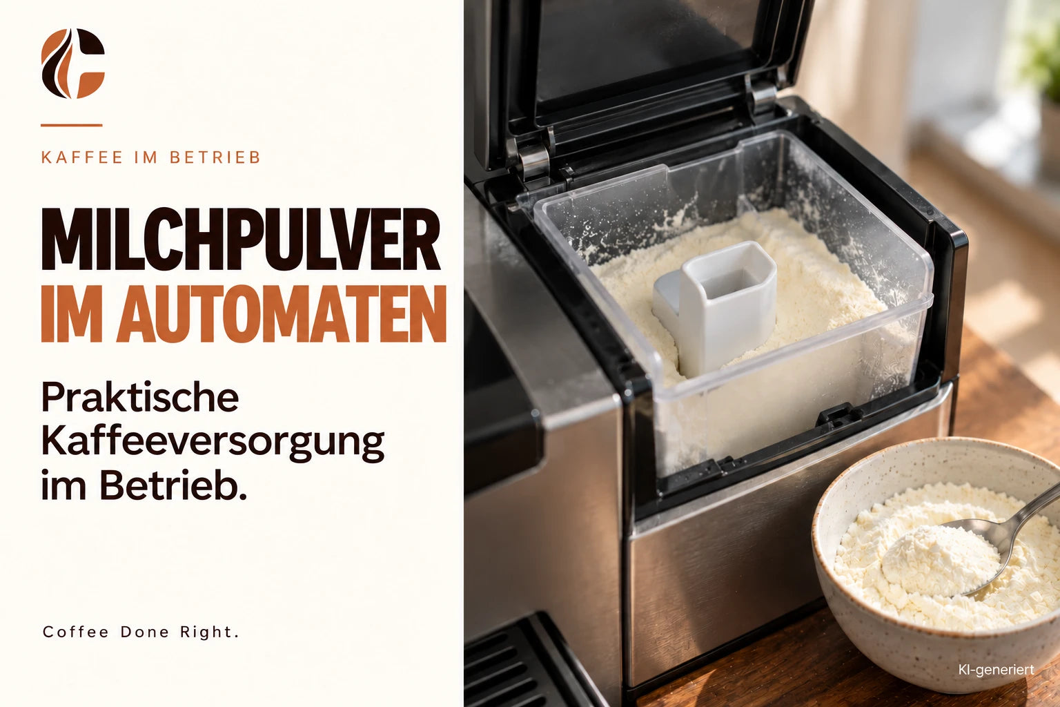Milchpulver im Kaffeevollautomaten: Vorteile – Milchpulver in einem Vorratsfach eines Kaffeevollautomaten