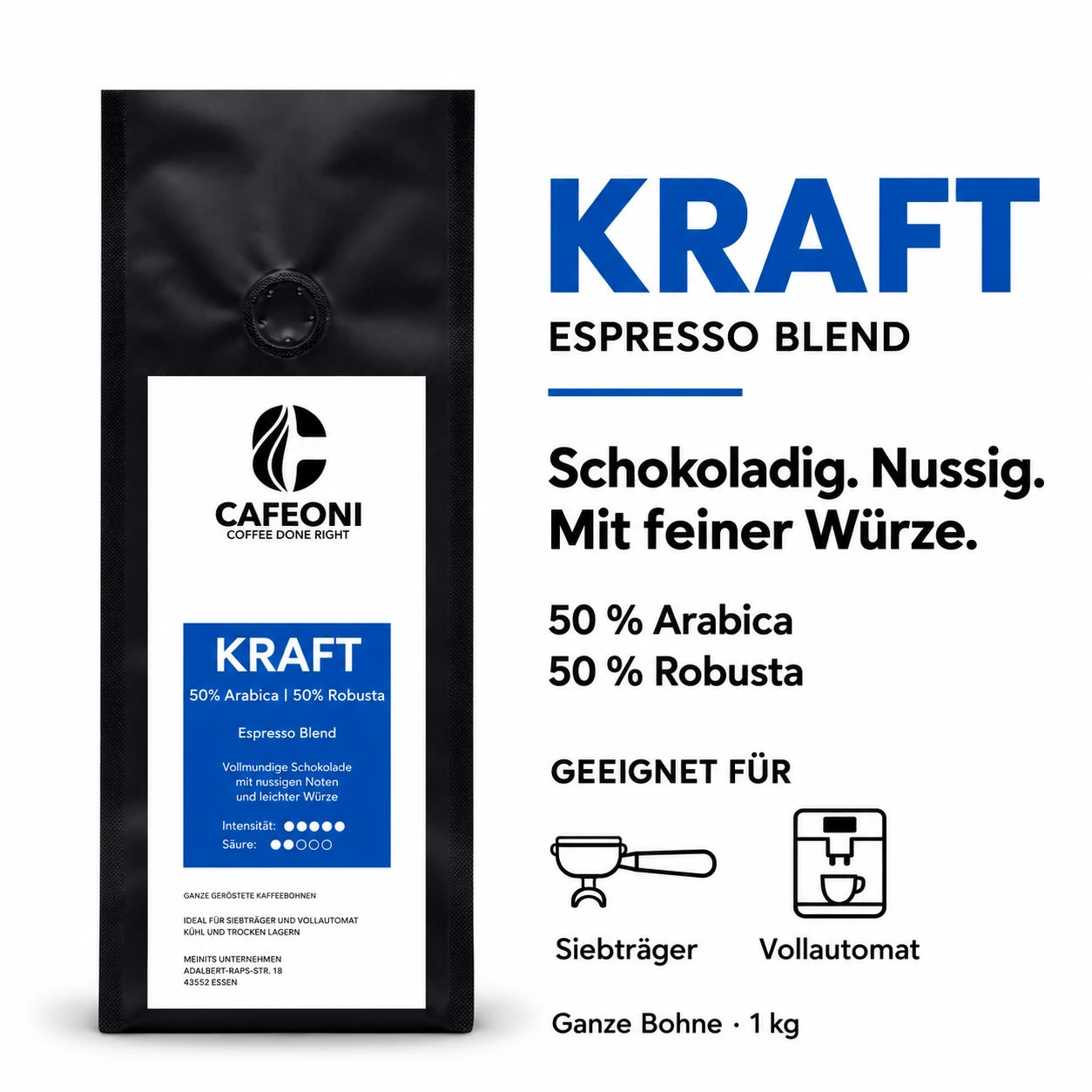 CAFEONI KRAFT Kaffeebohnen – Geschmacksprofil und Zubereitung