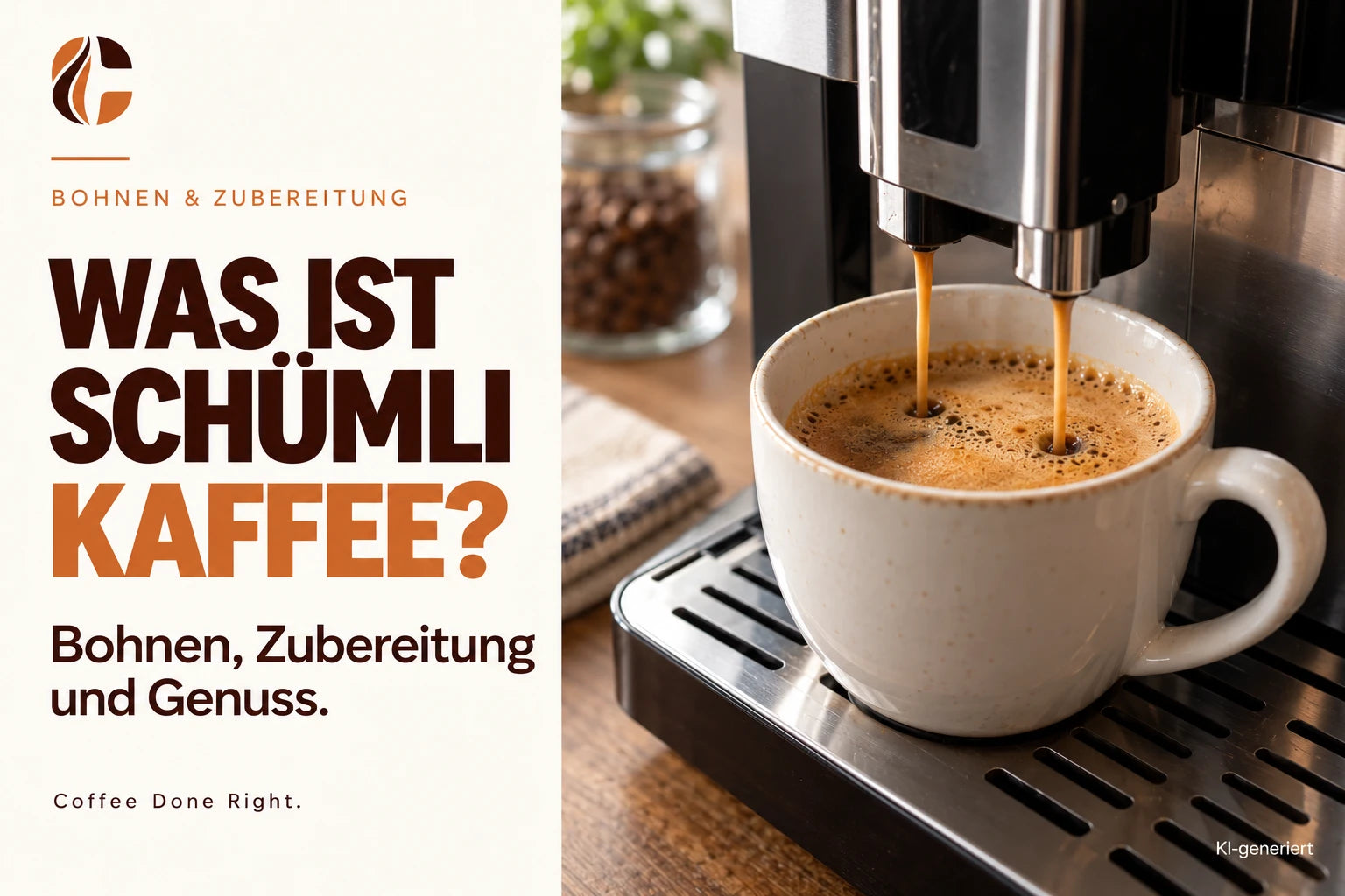 Was ist Schümli Kaffee? Bohnen, Zubereitung und Tipps – Café Crema wird in einer großen Tasse am Vollautomaten zubereitet